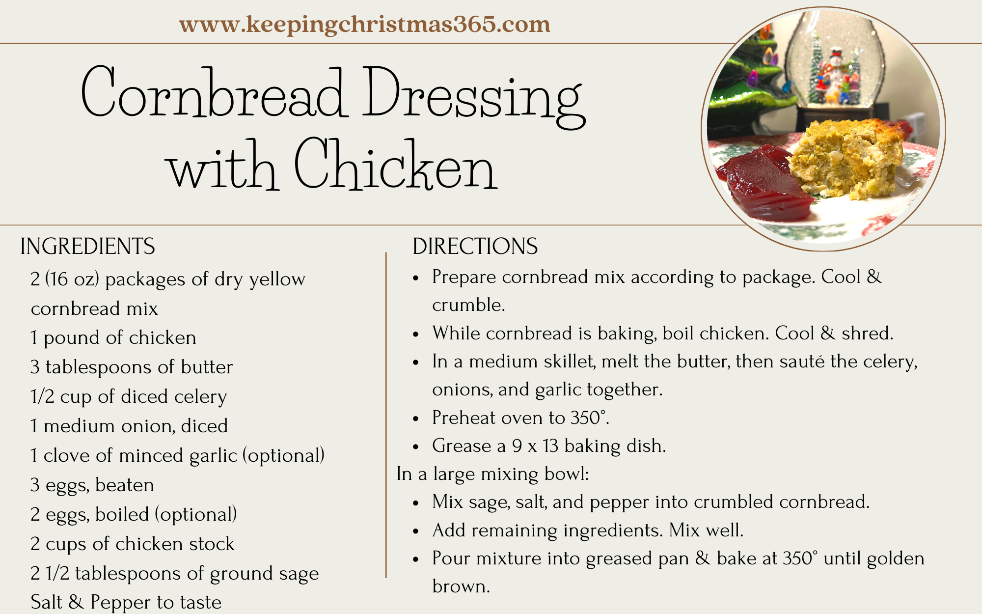 Easy Recipe for Cornbread Dressing with Chicken