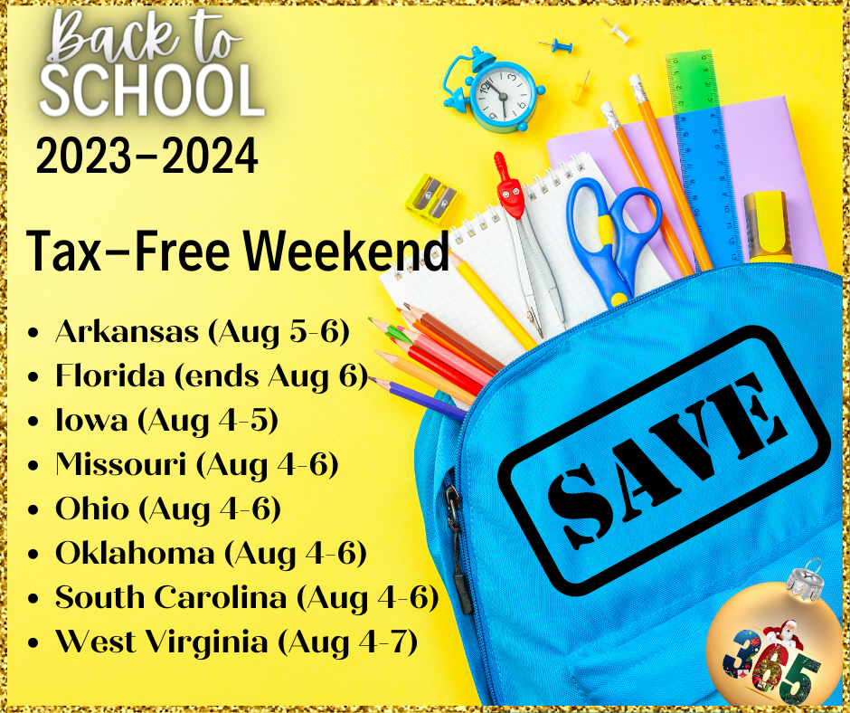 2023 Tax-Free Weekends / State Sales Tax Holidays